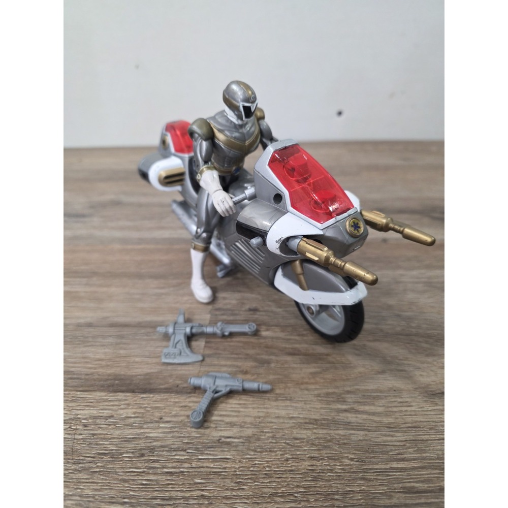 1999 Power Rangers Lightspeed Rescue Titanium Ranger & Lightspeed Cycle & Extras